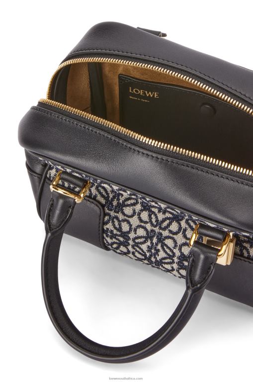 Loewe Women Amazona 16 Square bag in Anagram jacquard and calfskin 206XF139 Navy/Black - Image 8