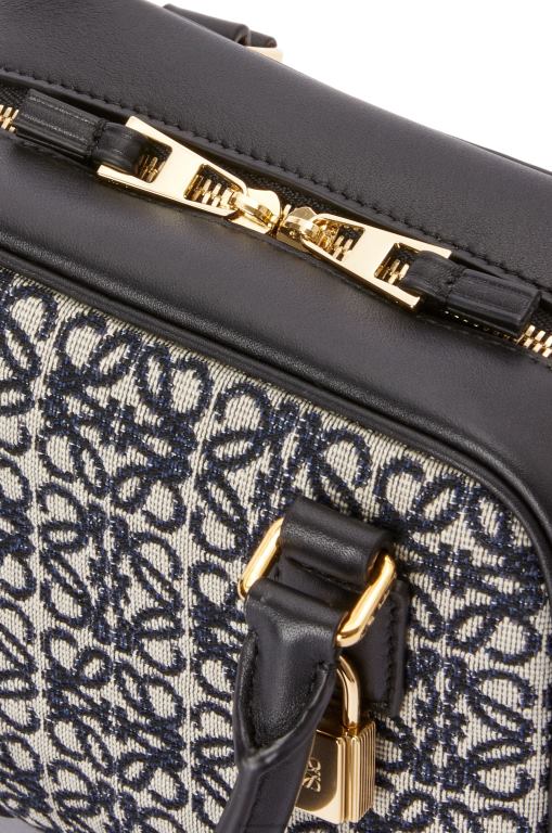 Loewe Women Amazona 16 Square bag in Anagram jacquard and calfskin 206XF139 Navy/Black - Image 10