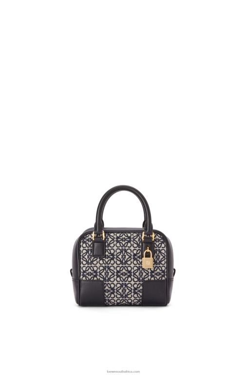 loewe_women_amazona_16_square_bag_in_anagram_jacquard_and_calfskin_206xf139_navy_black.jpg Loewe Women Amazona 16 Square bag in Anagram jacquard and calfskin 206XF139 Navy/Black - Image 1