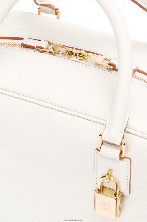 Loewe Women Amazona 19 square bag in soft grained calfskin 206XF152 Soft White - Image 10