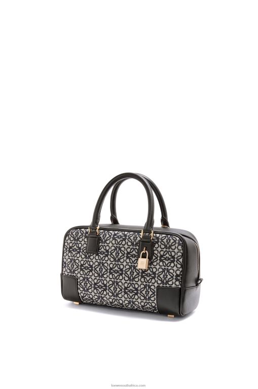 Loewe Women Amazona 23 in Anagram jacquard and calfskin 206XF150 Navy/Black - Image 3