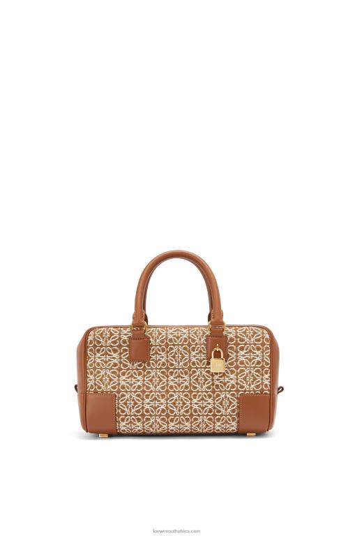 loewe_women_amazona_23_in_anagram_jacquard_and_calfskin_206xf162_tan_pecan.jpg Loewe Women Amazona 23 in Anagram jacquard and calfskin 206XF162 Tan/Pecan - Image 1