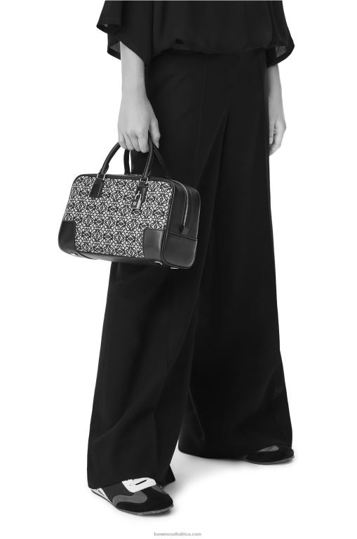Loewe Women Amazona 28 bag in Anagram jacquard and calfskin 206XF168 Navy/Black - Image 2