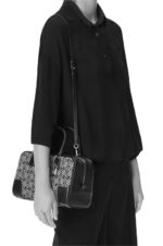 Loewe Women Amazona 28 bag in Anagram jacquard and calfskin 206XF168 Navy/Black - Image 3