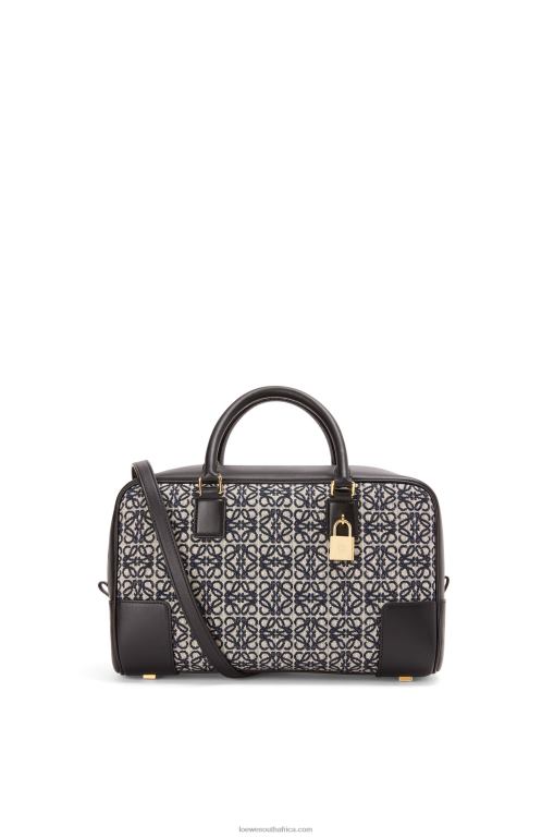 Loewe Women Amazona 28 bag in Anagram jacquard and calfskin 206XF168 Navy/Black - Image 4