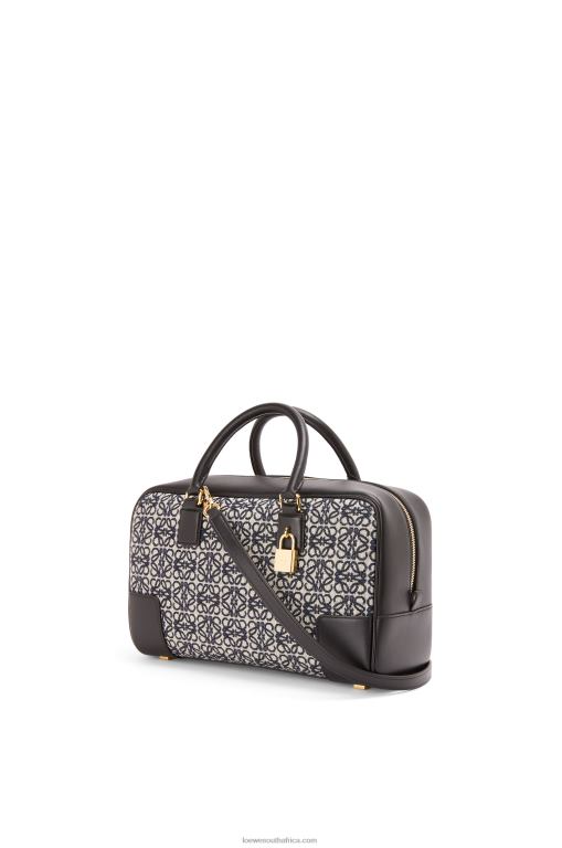 Loewe Women Amazona 28 bag in Anagram jacquard and calfskin 206XF168 Navy/Black - Image 6