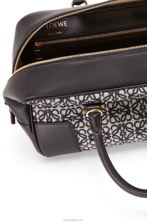 Loewe Women Amazona 28 bag in Anagram jacquard and calfskin 206XF168 Navy/Black - Image 7
