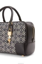 Loewe Women Amazona 28 bag in Anagram jacquard and calfskin 206XF168 Navy/Black - Image 9