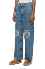 Loewe Women Anagram baggy jeans in denim 206XF1174 Jeans Blue - Image 2