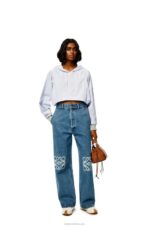 Loewe Women Anagram baggy jeans in denim 206XF1174 Jeans Blue - Image 9