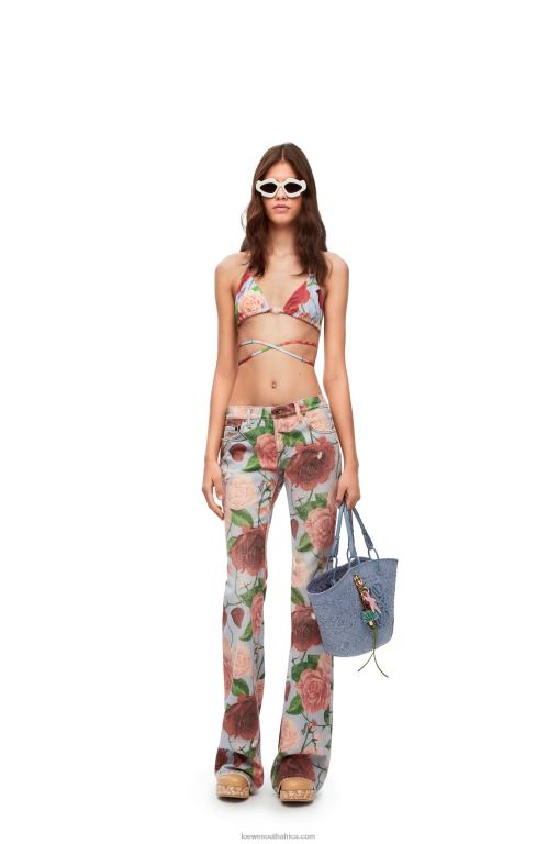 Loewe Women Anagram Basket bag in iraca palm and calfskin 206XF1 Denim Blue - Image 2