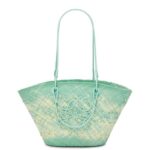 Loewe Women Anagram basket bag in iraca palm and calfskin 206XF55 Fresh Mint
