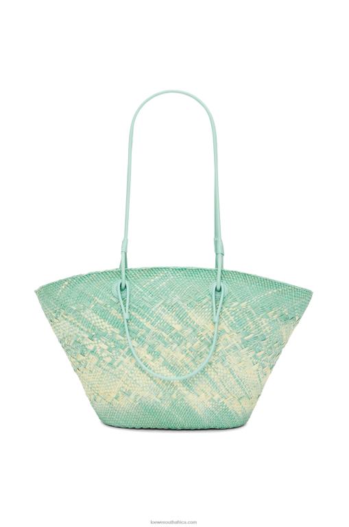 Loewe Women Anagram basket bag in iraca palm and calfskin 206XF55 Fresh Mint - Image 4