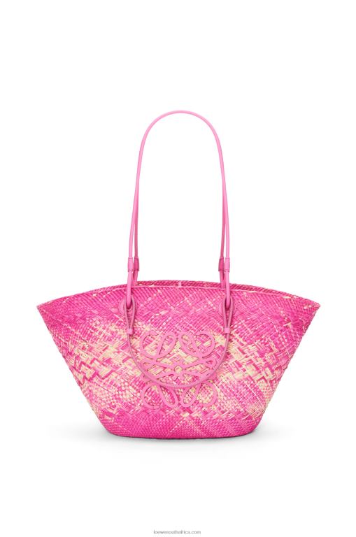 loewe_women_anagram_basket_bag_in_iraca_palm_and_calfskin_206xf70_fuchsia.jpg Loewe Women Anagram basket bag in iraca palm and calfskin 206XF70 Fuchsia - Image 1