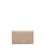 Loewe Women Anagram business cardholder in pebble grain calfskin 206XF1351 Sand