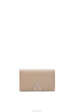 Loewe Women Anagram business cardholder in pebble grain calfskin 206XF1351 Sand