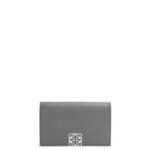 Loewe Women Anagram business cardholder in pebble grain calfskin 206XF1374 Asphalt Grey