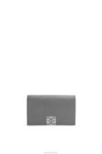 Loewe Women Anagram business cardholder in pebble grain calfskin 206XF1374 Asphalt Grey