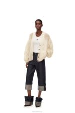 Loewe Women Anagram cardigan in mohair 206XF984 Ecru