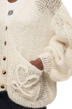 Loewe Women Anagram cardigan in mohair 206XF984 Ecru - Image 4