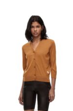Loewe Women Anagram cardigan in wool 206XF993 Brown - Image 2
