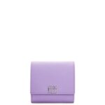 Loewe Women Anagram compact flap wallet in pebble grain calfskin 206XF1236 Light Mauve