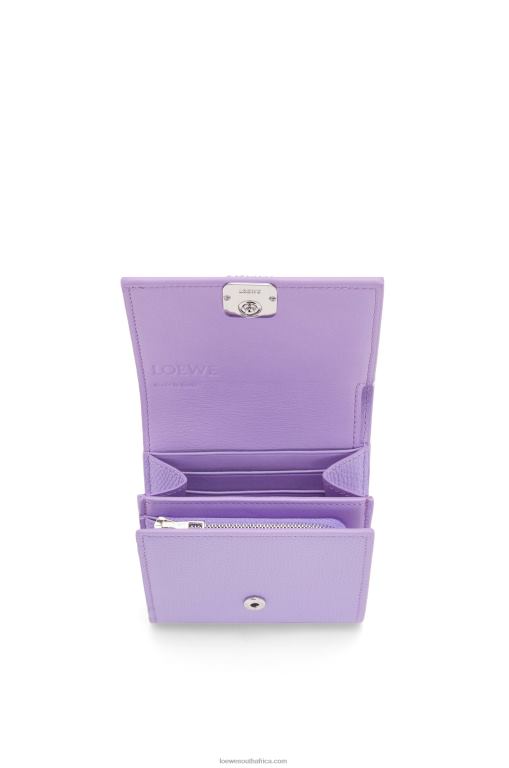 Loewe Women Anagram compact flap wallet in pebble grain calfskin 206XF1236 Light Mauve - Image 4