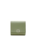 Loewe Women Anagram compact flap wallet in pebble grain calfskin 206XF1248 Rosemary