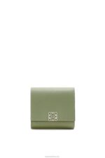 Loewe Women Anagram compact flap wallet in pebble grain calfskin 206XF1248 Rosemary