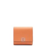Loewe Women Anagram compact flap wallet in pebble grain calfskin 206XF1307 Coral Reef