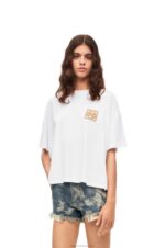 Loewe Women Anagram craft T-shirt in cotton 206XF795 White/Beige - Image 2