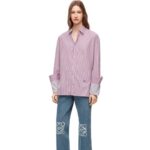 Loewe Women Anagram cropped jeans in denim 206XF1203 Mid Blue Denim