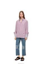 Loewe Women Anagram cropped jeans in denim 206XF1203 Mid Blue Denim