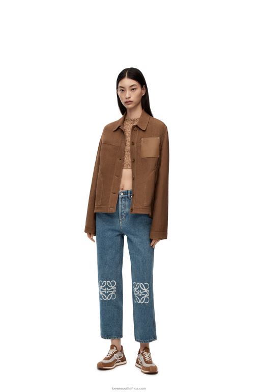 Loewe Women Anagram cropped jeans in denim 206XF1203 Mid Blue Denim - Image 8