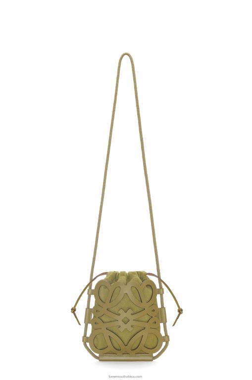 Loewe Women Anagram cut-out crossbody in classic calfskin and canvas 206XF226 Olive - Image 4
