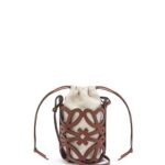 Loewe Women Anagram cut-out pocket in classic calfskin and canvas 206XF224 Tan/Ecru