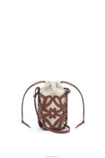 Loewe Women Anagram cut-out pocket in classic calfskin and canvas 206XF224 Tan/Ecru