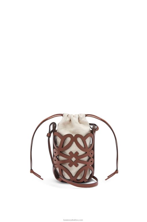 loewe_women_anagram_cut_out_pocket_in_classic_calfskin_and_canvas_206xf224_tan_ecru.jpg Loewe Women Anagram cut-out pocket in classic calfskin and canvas 206XF224 Tan/Ecru - Image 1