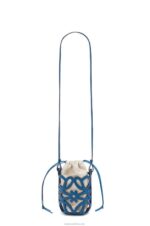 Loewe Women Anagram cut-out pocket in classic calfskin and canvas 206XF225 Varsity Blue - Image 3