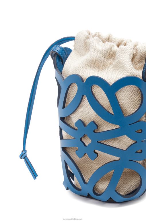 Loewe Women Anagram cut-out pocket in classic calfskin and canvas 206XF225 Varsity Blue - Image 5