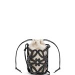 Loewe Women Anagram cut-out pocket in classic calfskin and canvas 206XF549 Black/Ecru