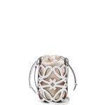 Loewe Women Anagram cut-out pocket in classic calfskin and canvas 206XF558 White/Ecru