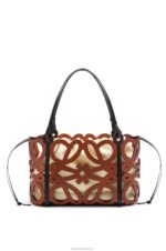 Loewe Women Anagram cut-out tote in calfskin 206XF127 Tan - Image 3