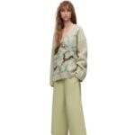 Loewe Women Anagram deer cardigan in wool 206XF997 Light Grey