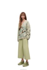 Loewe Women Anagram deer cardigan in wool 206XF997 Light Grey