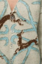 Loewe Women Anagram deer cardigan in wool 206XF997 Light Grey - Image 4