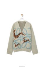 Loewe Women Anagram deer cardigan in wool 206XF997 Light Grey - Image 5