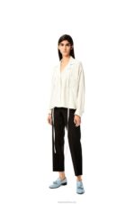 Loewe Women Anagram embroidered pyjama blouse in satin 206XF952 White