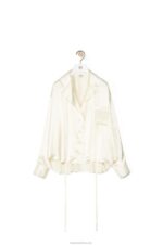 Loewe Women Anagram embroidered pyjama blouse in satin 206XF952 White - Image 5