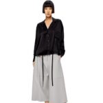 Loewe Women Anagram embroidered pyjama blouse in satin 206XF953 Black